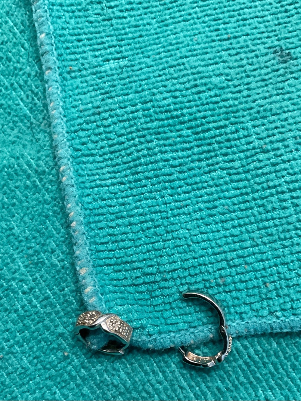 Silver Crystal Hinge Hoop Earrings - Teal